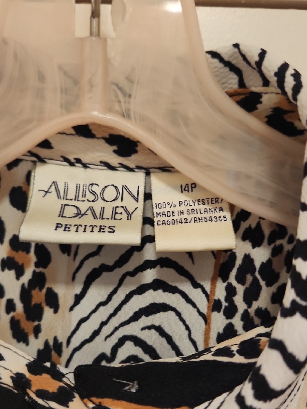 Allison Daley Animal Print Button-Up Blouse in Black, White & Tan - Picture 2 of 8